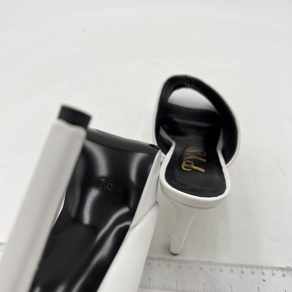 FYS White Chunky High Heel Platform Mules Open Toe Dress Sandals Office Shoes - Picture 6 of 8